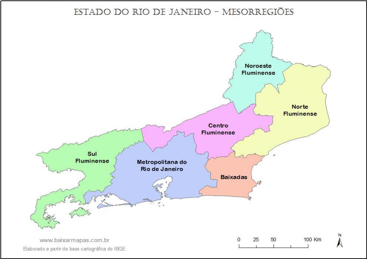 地图mesoregions Rio de Janeiro