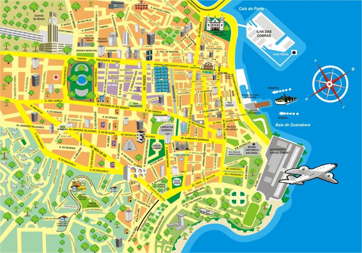 地图上的里约热内卢的中心