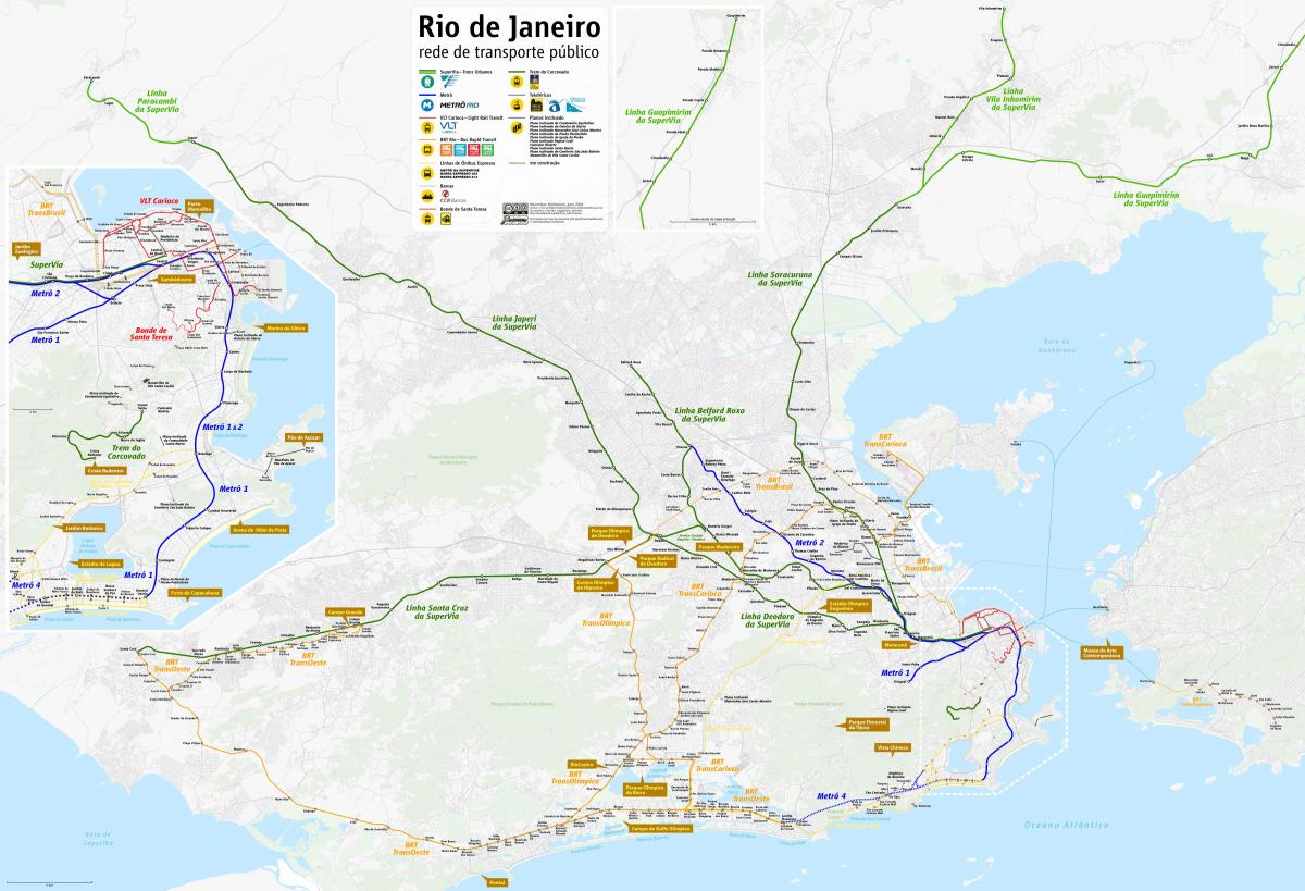 地图上的里约热内卢transports