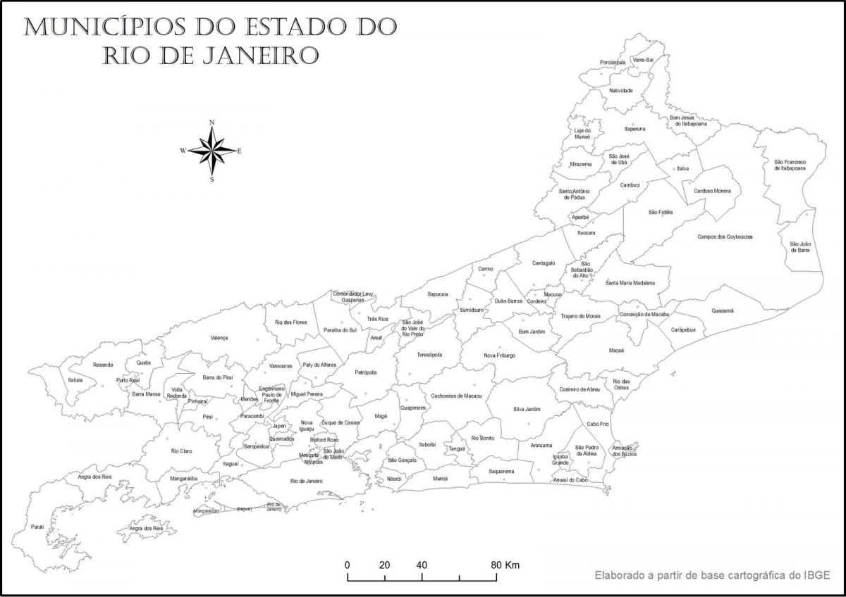 地图上的里约热内卢黑色和白色的