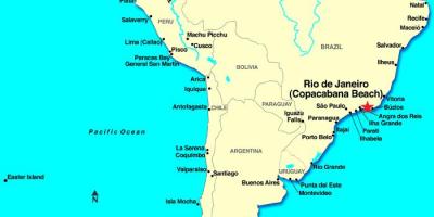 地图上的里约热内卢的南美洲