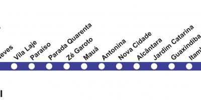 地图上的里约热内卢的地铁线3(蓝色)