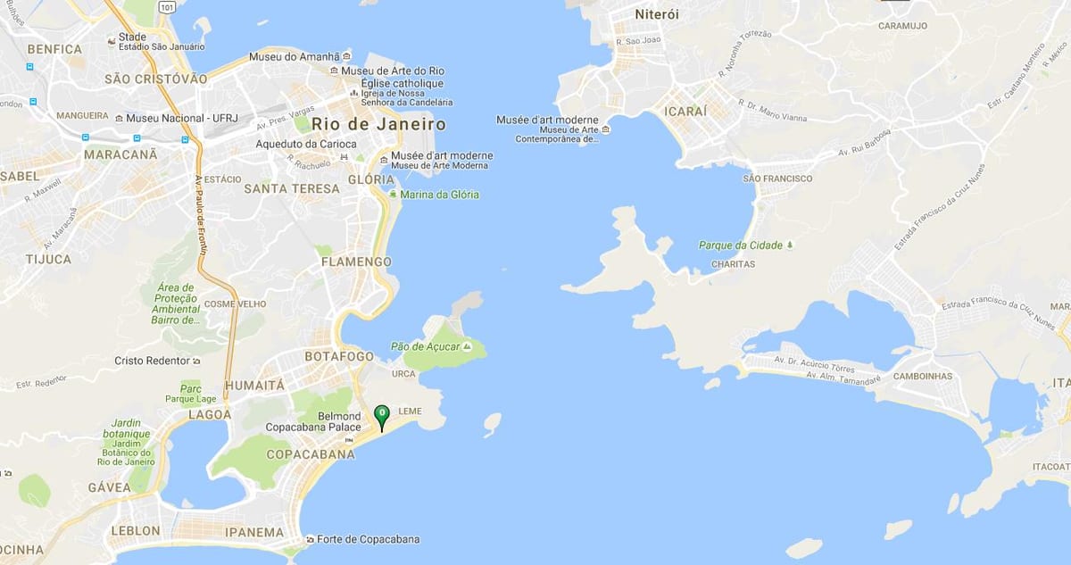 地图的海滩Copacabana