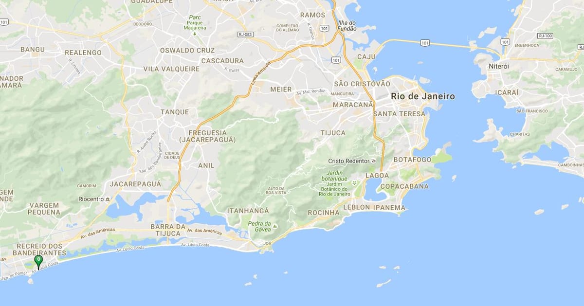 地图的海滩里约热内卢