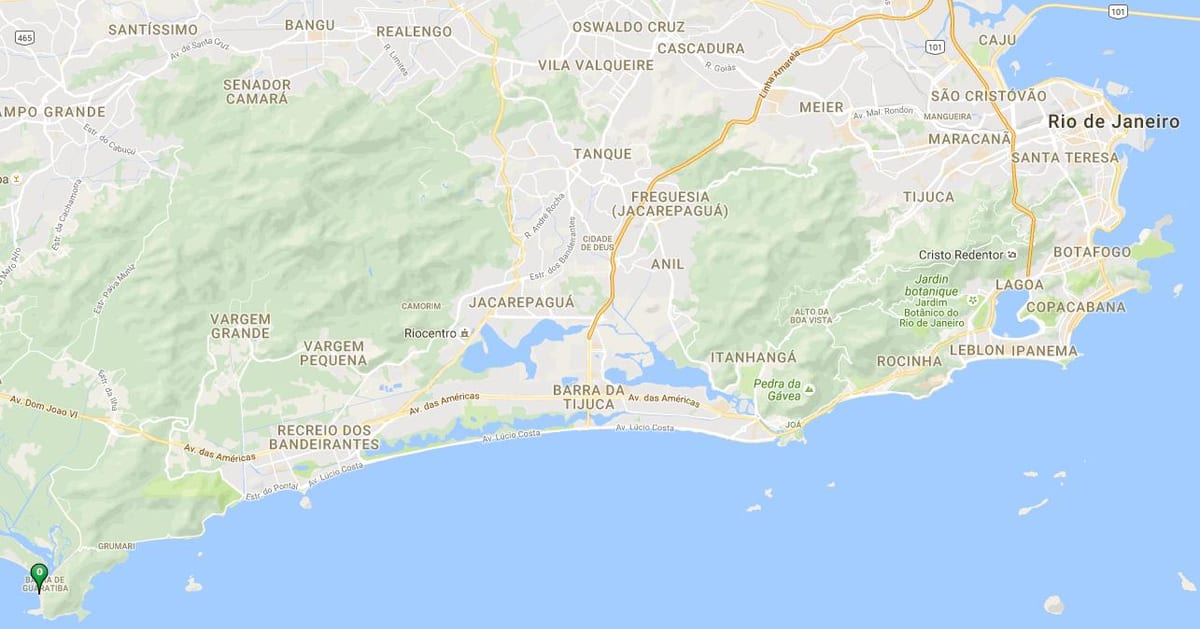 地图的海滩Barra de瓜拉堤巴