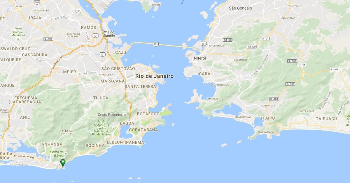 地图的海滩Joatinga