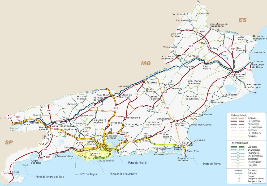 地图的公路，里约热内卢