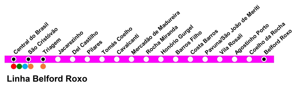 地图SuperVia线贝尔福德Roxo