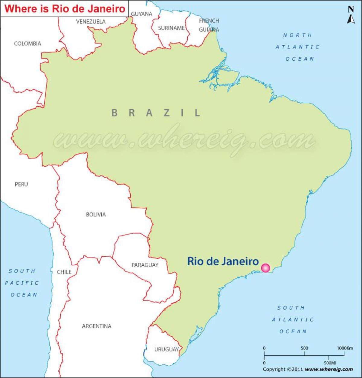 地图上的里约热内卢的巴西