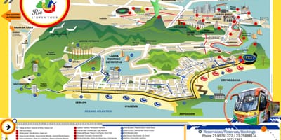 地图上的旅游巴士里约热内卢