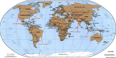 地图上的里约热内卢在世界上