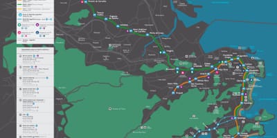 地图上的里约热内卢transports